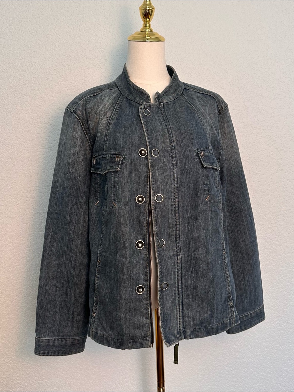 Avenue Charcoal Gray Denim Shirt Jacket